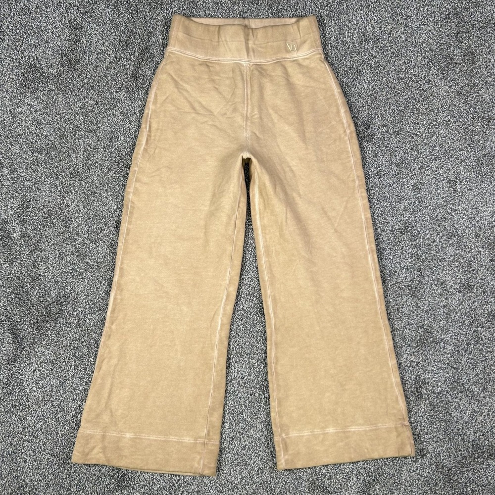 Veronica Beard Hartley Wide Leg Flare Bottom Sweatpant Womens XS Tan Pima Cotton